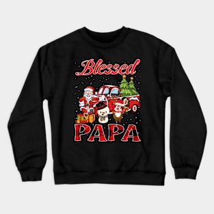 Blessed Papa Red Plaid Christmas Crewneck Sweatshirt